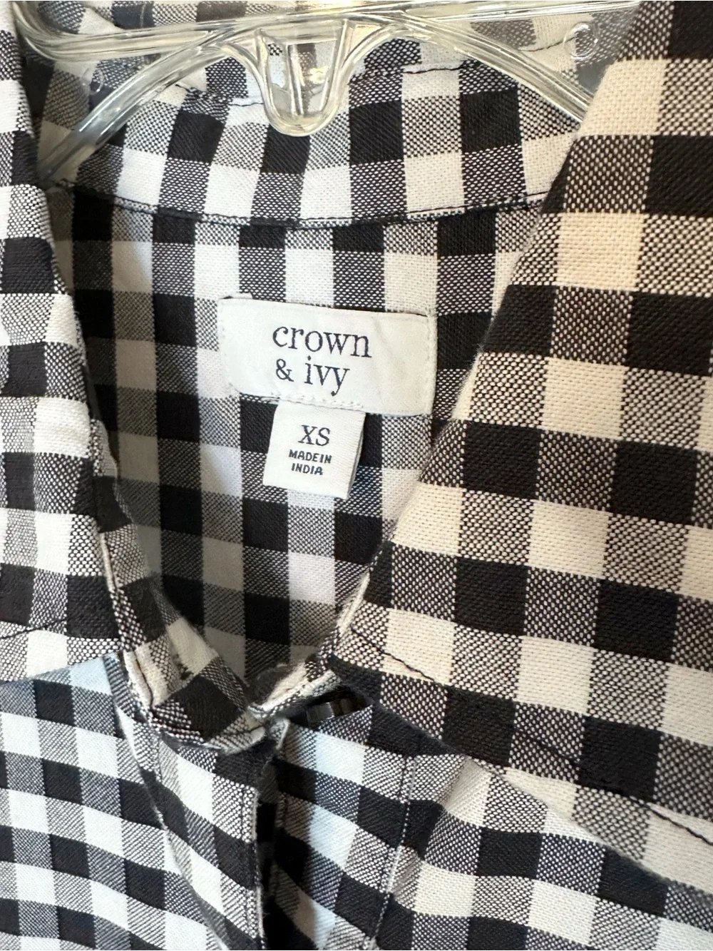 Crown and Ivy Black and White Gingham Shirt Dress with Pockets- size XS - Picture 11 of 12